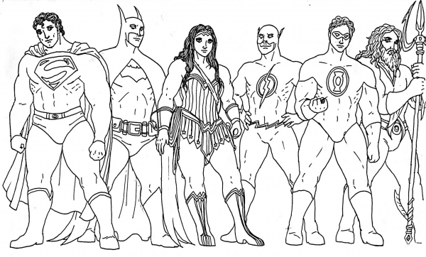 Classic Justice League coloring page image